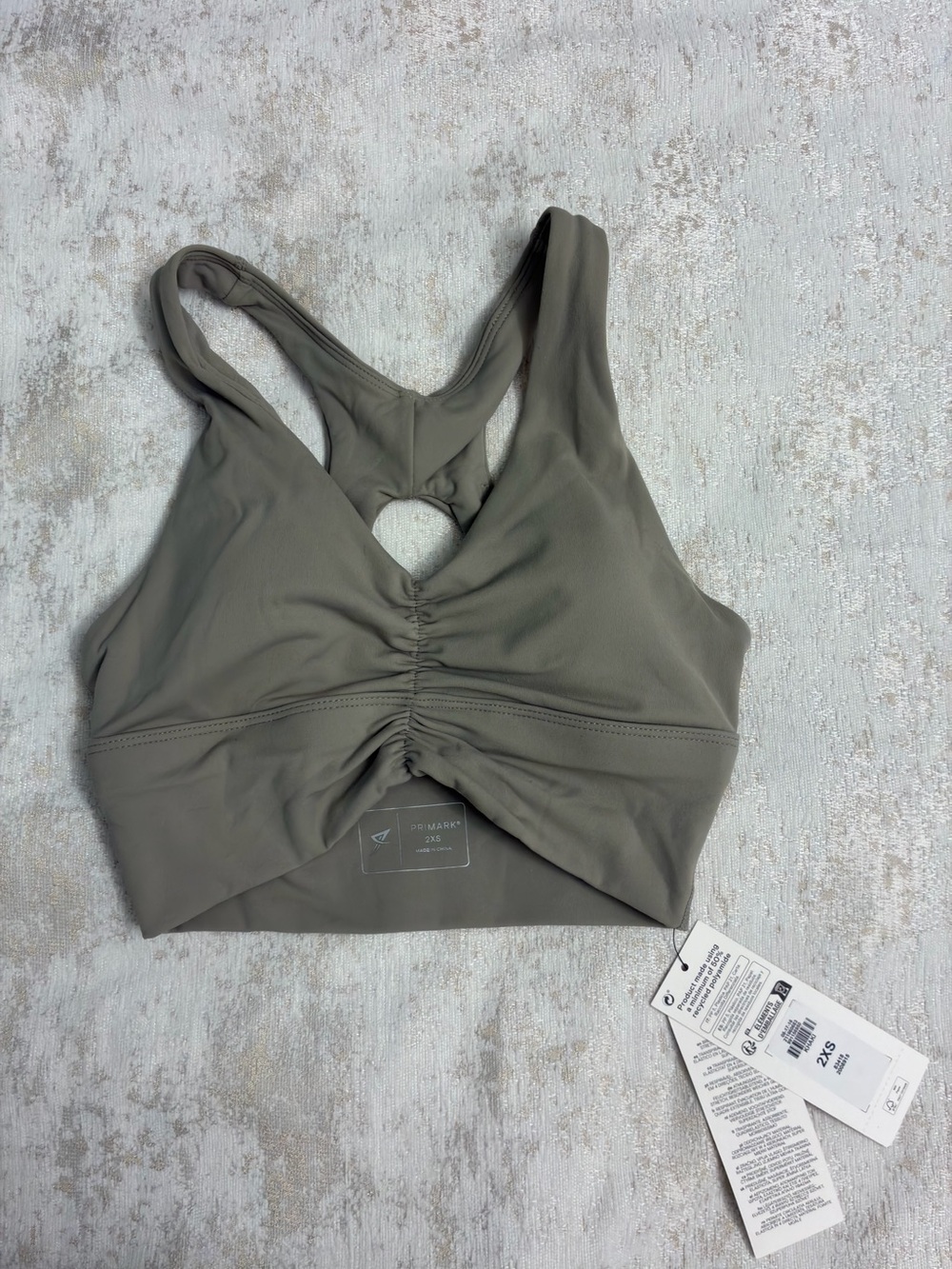Primark Olive Green Ruched Front Racerback Sports Bra